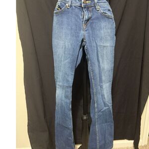 #357 - Levi's 524 Too Superlow Jeans Low Rise Bootcut Medium Wash 35" Inseam